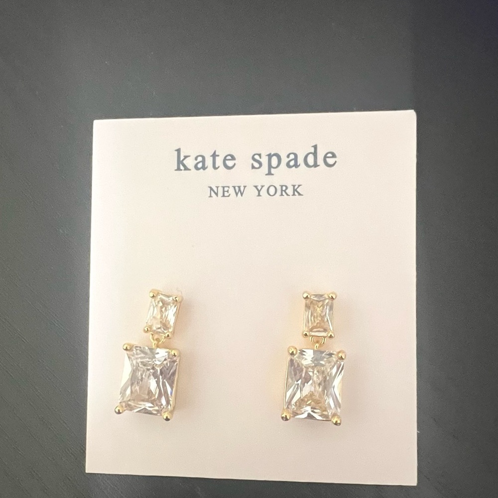Kate Spade Gold and Clear Stud Earrings